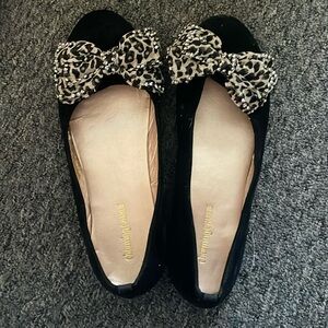 Black bow flats